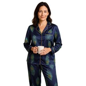 NWT Their Nibs Peacock Feather Print Satin Pajama Set – Women’s XL